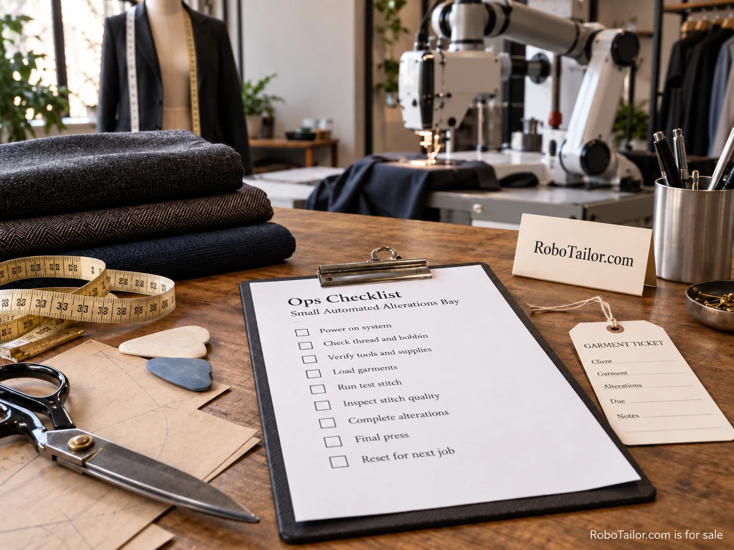 Tailoring materials for ops checklist for a small automated alterations bay